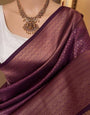 Gratifying Purple Soft Silk Saree With Entrancing Blouse Piece