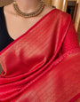 Tantalizing Red Soft Silk Saree With Beautiful Blouse Piece