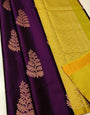 Elegant Dark Purple Soft Silk Saree With Beauteous Blouse Piece