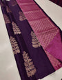 Diaphanous Wine Soft Silk Saree With Fragrant Blouse Piece