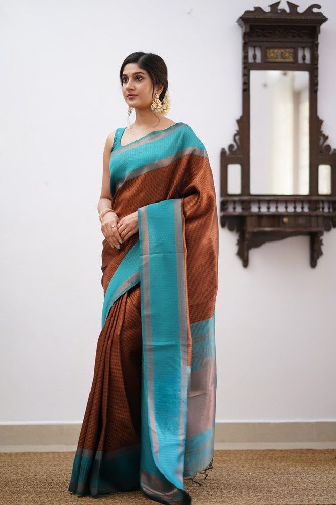 Palimpsest Brown Soft Silk Saree With Most Blouse Piece