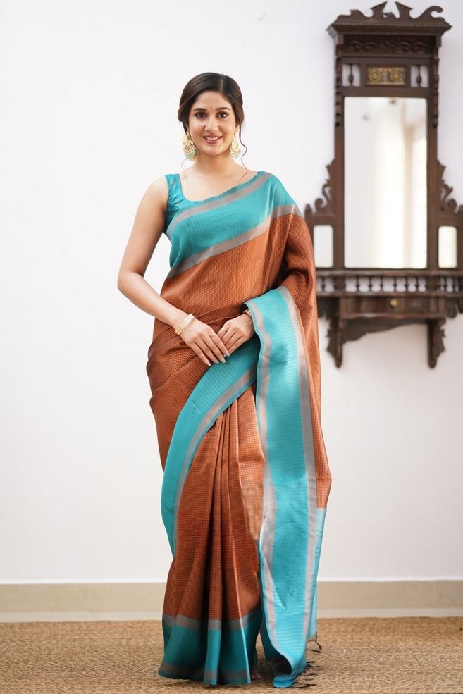 Palimpsest Brown Soft Silk Saree With Most Blouse Piece