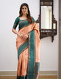 Demure Peach Soft Silk Saree With Scintilla Blouse Piece