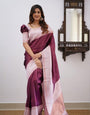 Forbearance Wine Soft Silk Saree With Snappy Blouse Piece