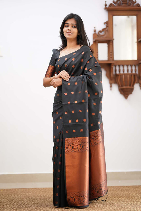 Scintilla Black Soft Silk Saree With Smashing Blouse Piece