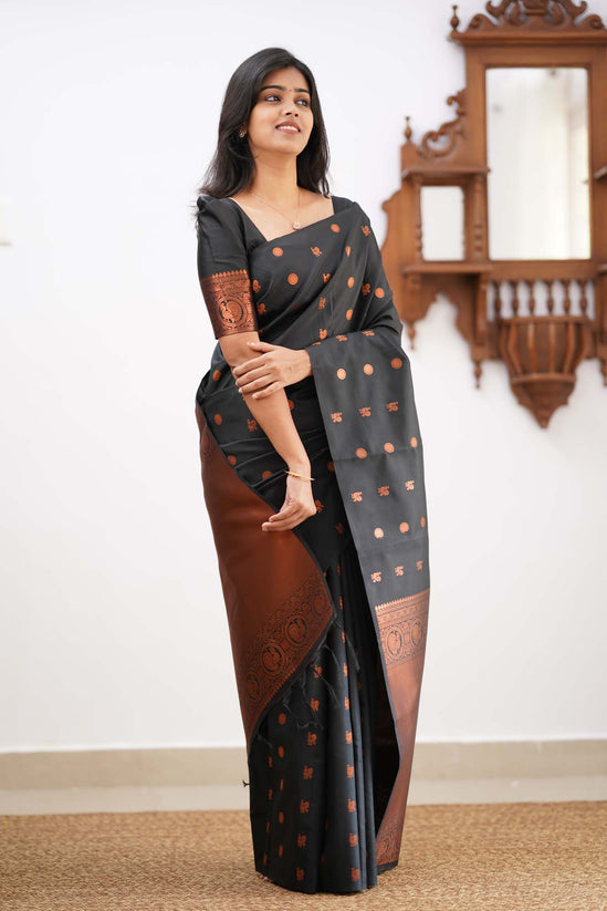 Scintilla Black Soft Silk Saree With Smashing Blouse Piece