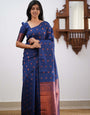 Hypnotic Blue Soft Silk Saree With Scintilla Blouse Piece