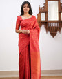 Proficient Red Soft Silk Saree With Trendy Blouse Piece