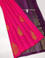 Pleasurable Dark Pink Soft Silk Saree With Stylish Blouse Piece