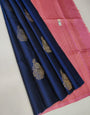 Efflorescence Navy Blue Soft Silk Saree With Appealing Blouse Piece