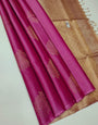 Imbrication Dark Pink Soft Silk Saree With Efflorescence Blouse Piece