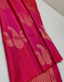 Petrichor Dark Pink Soft Silk Saree With Petrichor Blouse Piece