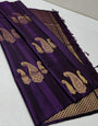 Seraphic Purple Soft Silk Saree With Evocative Blouse Piece