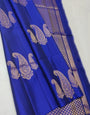 Ailurophile Royal Blue Soft Silk Saree With Eloquence Blouse Piece