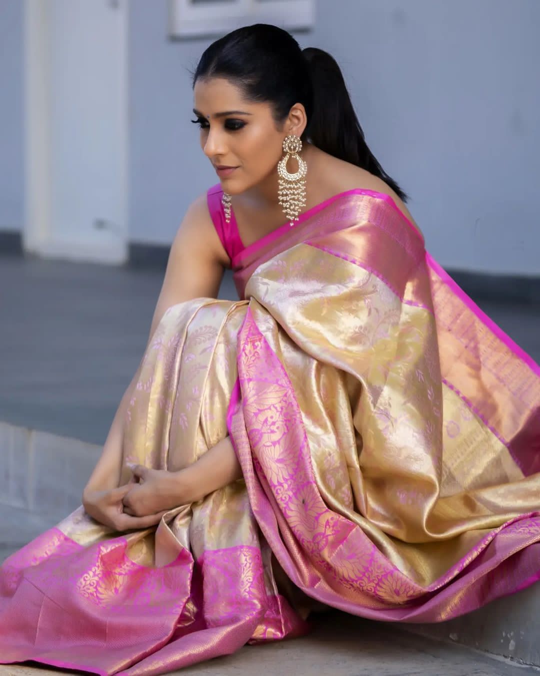 Scintillating Beige Soft Silk Saree With Unique Blouse Piece