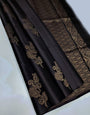 Blooming Black Soft Silk Saree With Profuse Blouse Piece