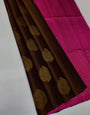 Pulsating Brown Soft Silk Saree With Magnetic Blouse Piece