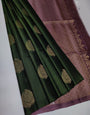 Exquisite Green Soft Silk Saree With Stylish Blouse Piece