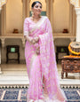 Confounding Pink Soft Banarasi Silk Saree With Felicitous Blouse Piece