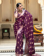 Splendiferous Wine Soft Banarasi Silk Saree With Incomparable Blouse Piece