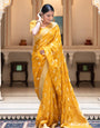 Prettiest Yellow Soft Banarasi Silk Saree With Most Blouse Piece