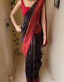 Refreshing Black Soft Silk Saree With Refreshing Blouse Piece