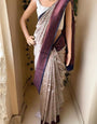 Lassitude Grey Soft Silk Saree With Devastating Blouse Piece