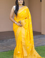 Nemesis Yellow Soft Banarasi Silk Saree With Delectable Blouse Pieced