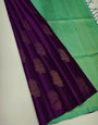 Majestic Purple Soft Silk Saree With Artistic Blouse Pieced