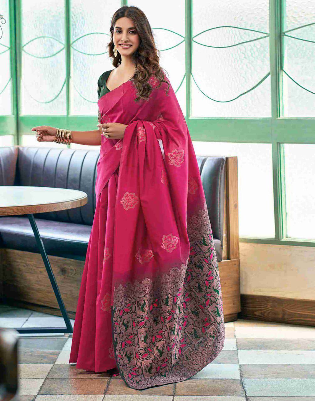 Proficient Dark Pink Soft Silk Saree With Vivacious Blouse Piece