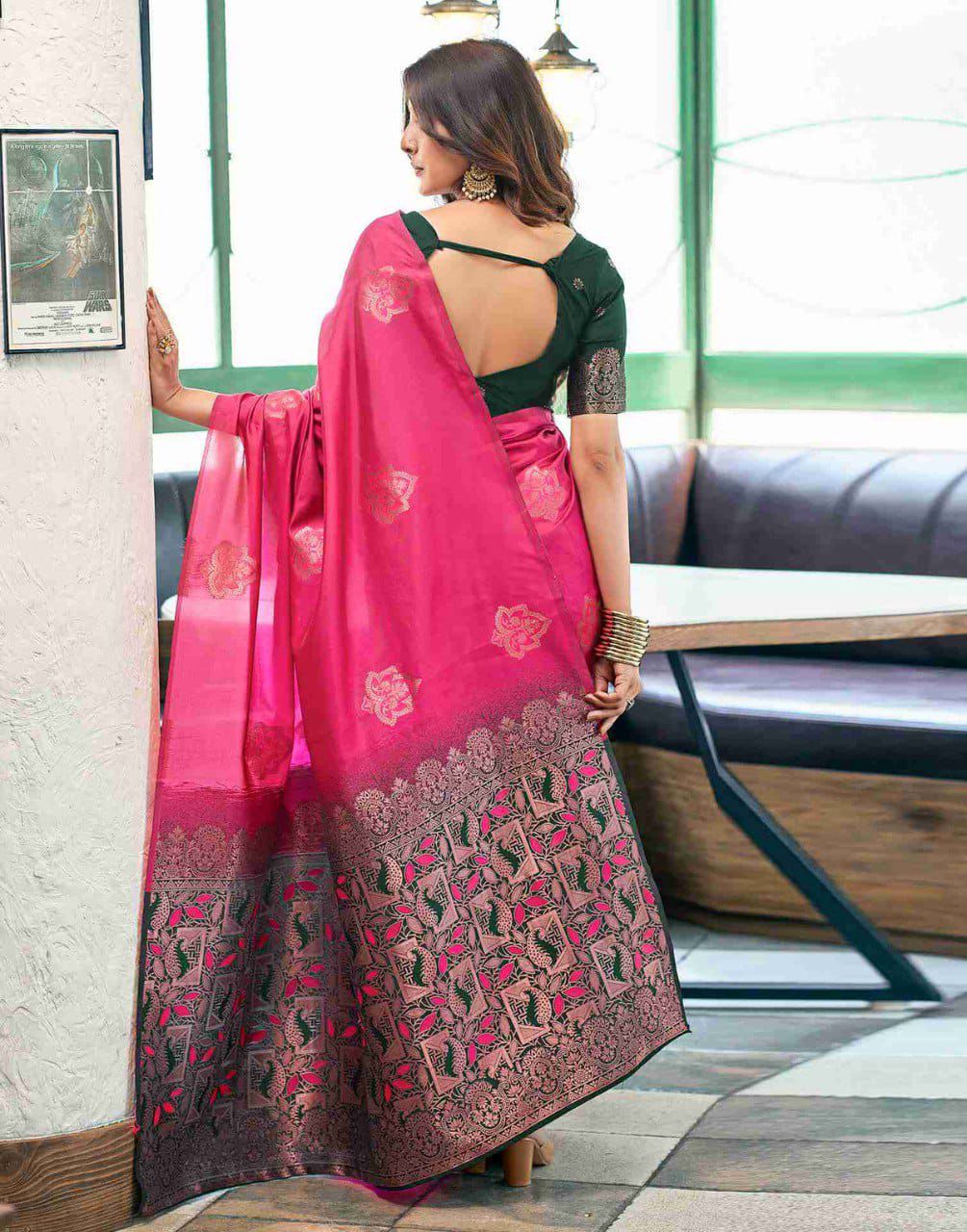 Proficient Dark Pink Soft Silk Saree With Vivacious Blouse Piece