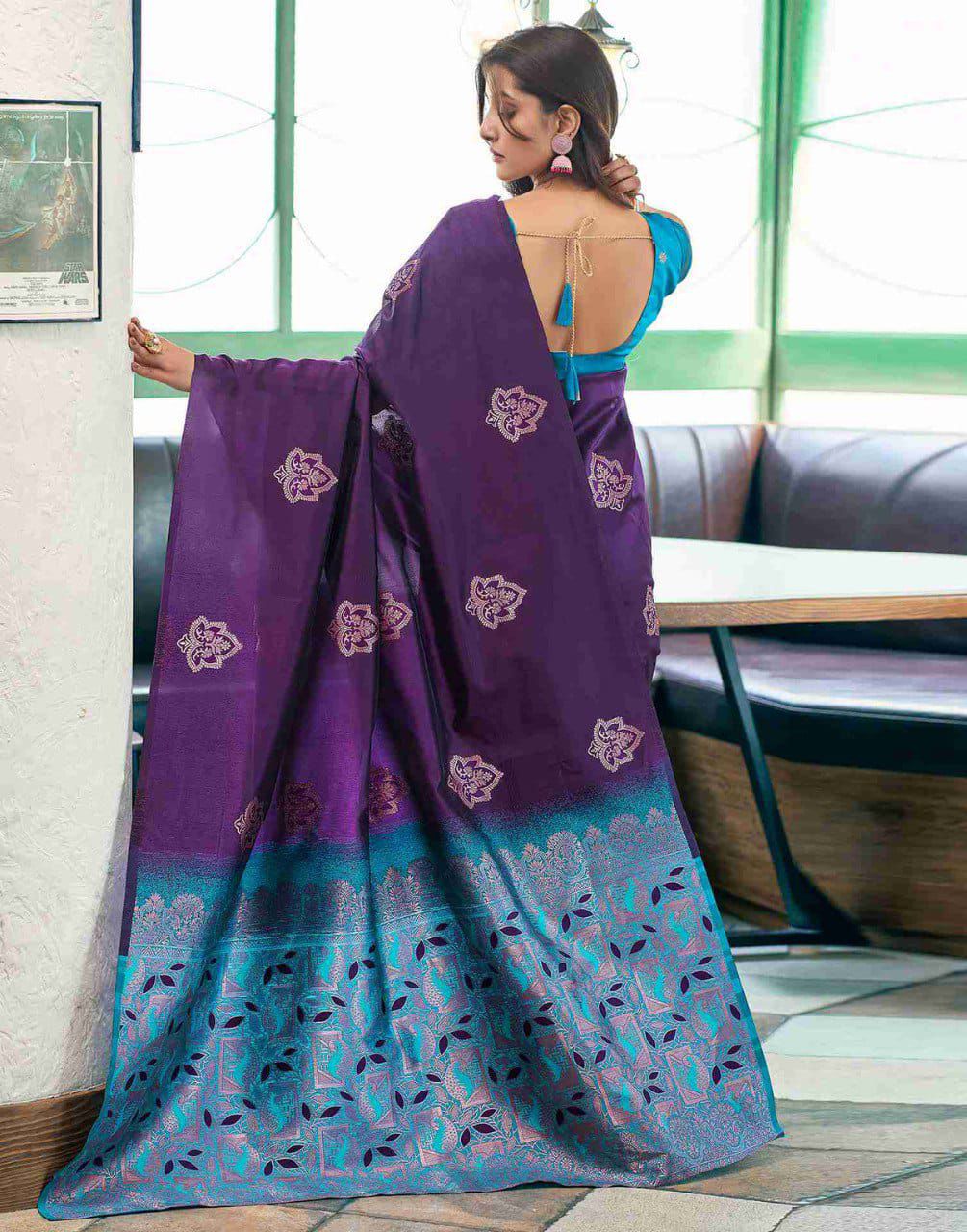 Vibrant Purple Soft Silk Saree With Zephyr Blouse Piece