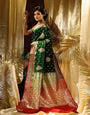 Amiable Dark Green Soft Silk Saree With Woebegone Blouse Piece