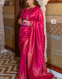 Twirling Dark Pink Soft Silk Saree With Resonant Blouse Piece