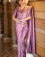 Most Flattering Lavender Soft Silk Saree With Desirable Blouse Piece