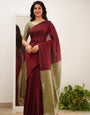 Designer Maroon Cotton Silk Saree With Staring Blouse Piece