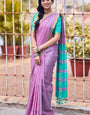 Assemblage Lavender Cotton Silk Saree With Gratifying Blouse Piece