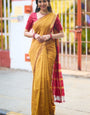 Appealing Mustard Cotton Silk Saree With Beguiling  Blouse Piece