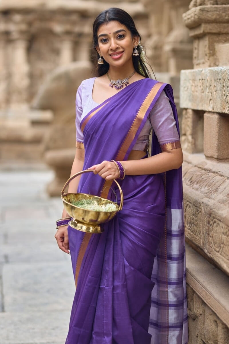 Beleaguer Royal Blue Cotton Silk Saree With Eye-catching Blouse Piece ...