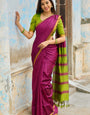 Mesmerising Wine Cotton Silk Saree With Aplomb Blouse Piece