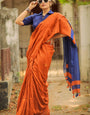 Blissful Orange Cotton Silk Saree With Trendy Blouse Piece