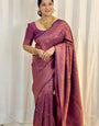 Scrupulous Purple Soft Silk Saree With Rhapsodic Blouse Piece