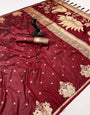 Grandiose Maroon Soft Silk Saree With Demesne Blouse Piece