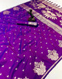 Twirling Purple Soft Silk Saree With Panoply Blouse Piece