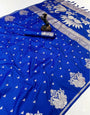 Delightful Royal Blue Soft Silk Saree With Groovy Blouse Piece