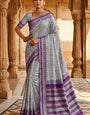 Divine Lavender Soft Silk Saree With Transcendent Blouse Piece