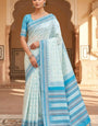 Surpassing Sky Soft Silk Saree With Lovely Blouse Piece