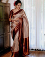 Dalliance Beige Soft Silk Saree With Majestic Blouse Piece