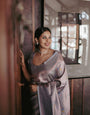 Piquant Grey Soft Silk Saree With Majesty Blouse Piece