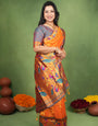 Tremendous Orange Paithani Silk Saree With Charismatic Blouse Piece